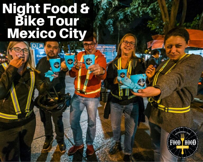 Food Tour Bike Tour Mexico City Roma Neighborhood Friends on Bike at Night