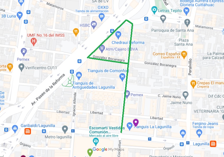 Mapa Lagunilla Flea Market Mexico City